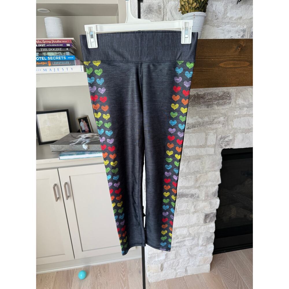 Terez Women's Gray Love Is Love Rainbow Hearts Pride Leggings Size S